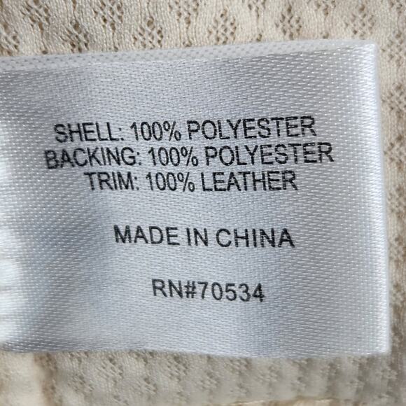 ORVIS STOWE SHERPA Cream FLEECE JACKET Tan LEATHER TRIM! Full Zip Men’s SZ M - Picture 16 of 16